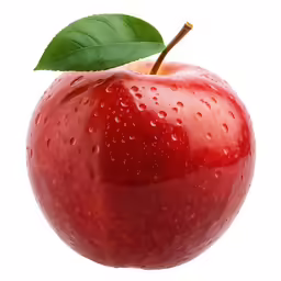 an image of an apple with water drops on it