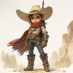 a character in a western - style image poses for a photograph