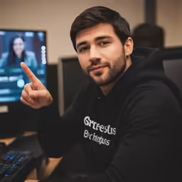 a guy who has a mouse in front of him