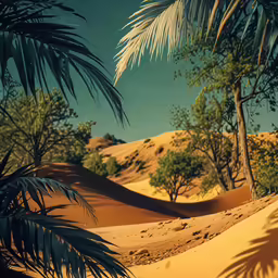 there is a picture of desert and trees