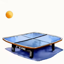 a table tennis game on a white surface
