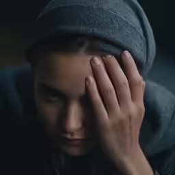 a woman is looking at her cellphone and holding her hand