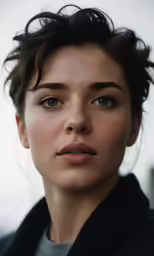 the woman is looking at something very strange