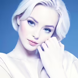 a woman with blonde hair and blue eyes
