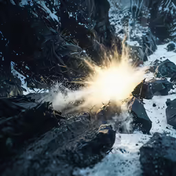 a computer - generated image of rocks are exploding