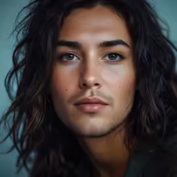 a close up image of a man with freckles and dark hair