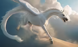 an image of a beautiful white horse in the clouds