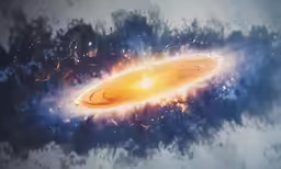 a view of a wormhole with smoke coming out and bright lights on the side