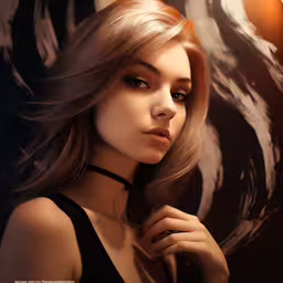 an artistic photo of a girl with blond hair,a woman is wearing a choket and standing by a wall
