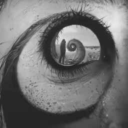 an eye with a weird looking thing in the iris