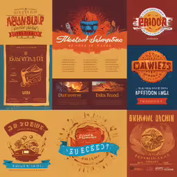 six different types of beer labels in different styles,six posters with different lettering for restaurants and bars