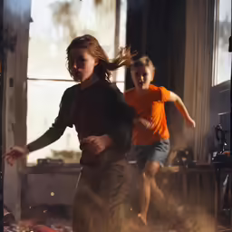 there are two children that are running together