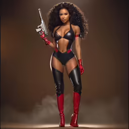 an illustration of a girl holding a gun