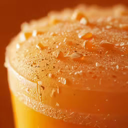 a drink sitting in front of a yellow wall