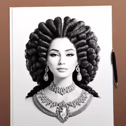 a drawing of an african american woman wearing some kind of necklace