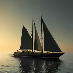 the large sailboat is sailing on the water