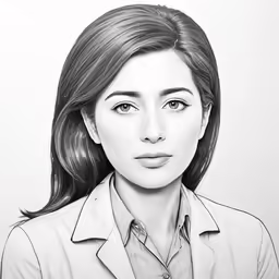 a portrait drawing of a woman in a dress shirt and blazer