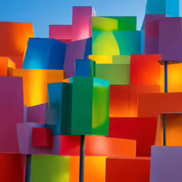 abstract colorful architecture on a sunny day with blue sky in the background