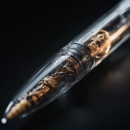a penset with gold trim and a black background