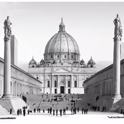 a couple of tall white pillars sitting under a dome