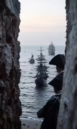 a row of sail boats floating on top of the ocean