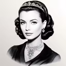 the woman has a tiara around her neck