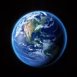 the earth is glowing blue and green as it looks like from space
