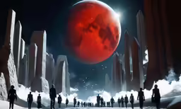 several people walking through a space surrounded by lavas