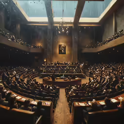 an empty lecture hall with many people sitting in the seats