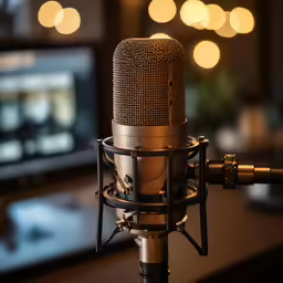a microphone is shown sitting next to a television