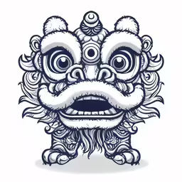 an asian dragon head on white background