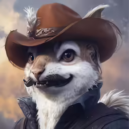 a close - up of a cat wearing a hat and coat