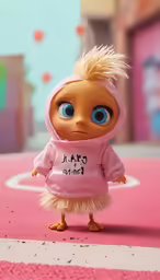 an animated animal that is wearing a pink shirt