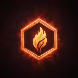 a fire hexagon on black background