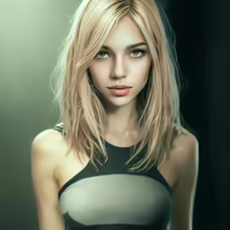 the portrait of a beautiful blonde woman is featured in this artistic digital art image
