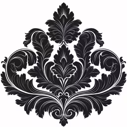 a black and white damaska style pattern,a stylized design made with intricate flowers