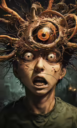 a woman with lots of wires all over her head