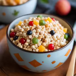 some food that is in a bowl on a table