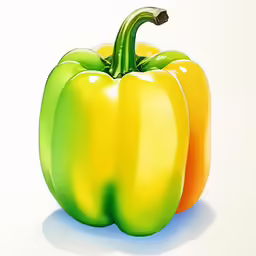 two peppers sitting next to each other on top of a white surface