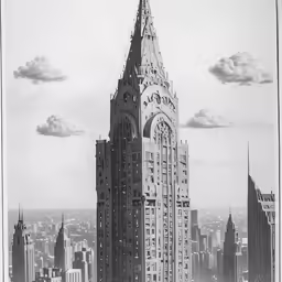 an old black and white photograph of the chrysler building