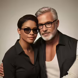 two people are posing for the camera together