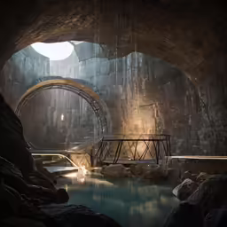 a large stone tunnel with water in it