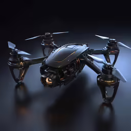 a small model with light and mirrors flying