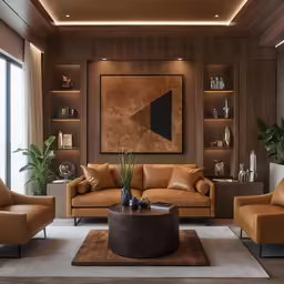 the living room is designed in neutral tones