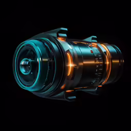 the light coming from a lens shines brightly on black