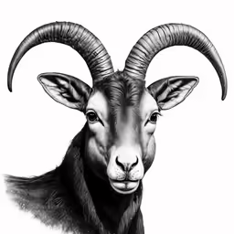 a large, long horned goat is shown in a drawing style