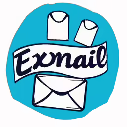 a blue circle with the word exmail on it