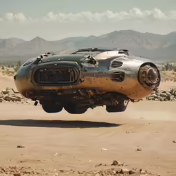 a car in the desert is making a turn