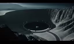an alien looking road with circular structures