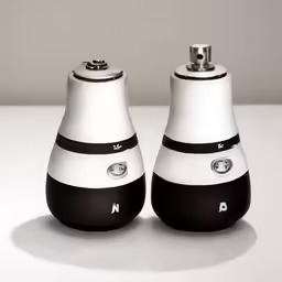 two white and black items are on the table